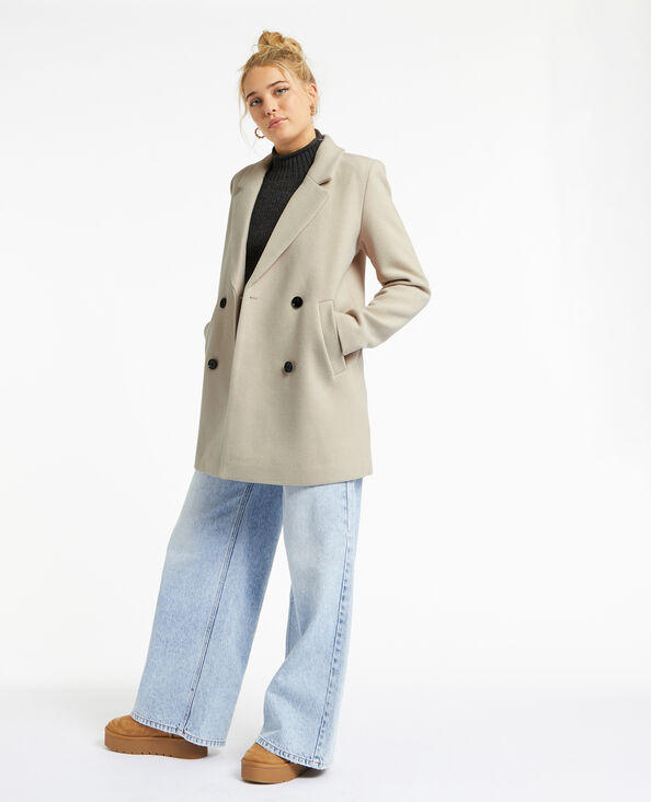 Manteau court drap de laine blanc - Pimkie