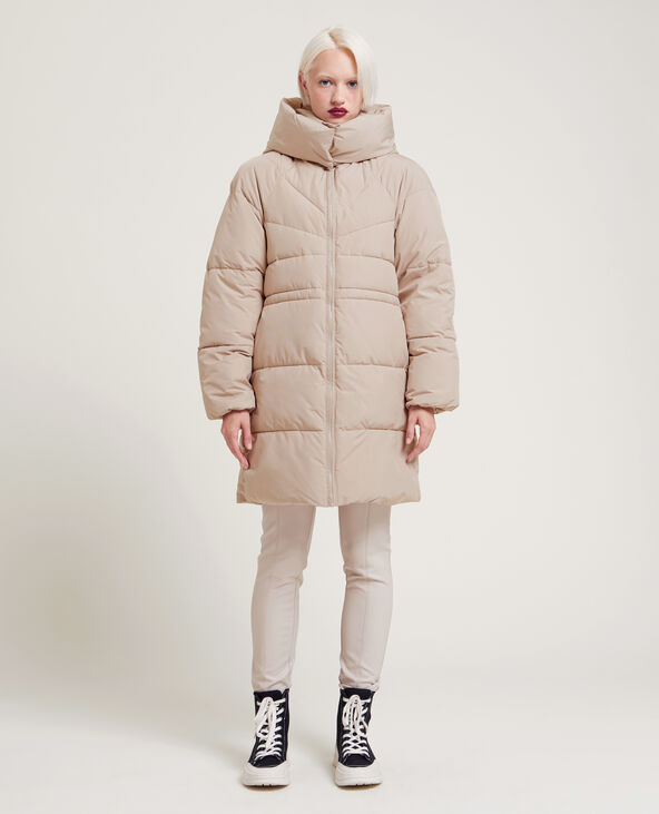 Doudoune mi-longue avec capuche taupe - Pimkie