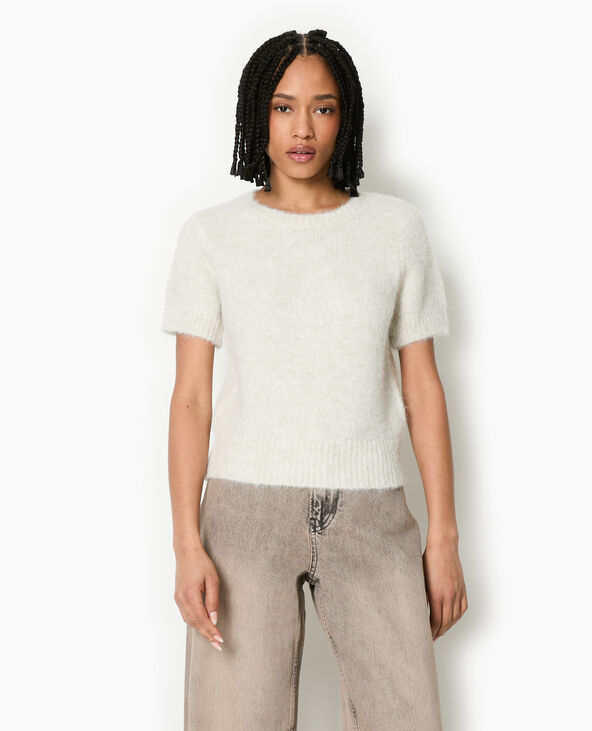 Pull manches courtes en maille douce écru - Pimkie