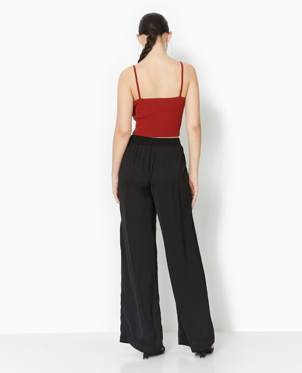 Pantalon large avec fentes et pans à nouer noir - Pimkie
