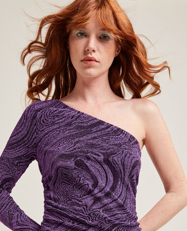 Robe asymétrique maille lurex violet - Pimkie