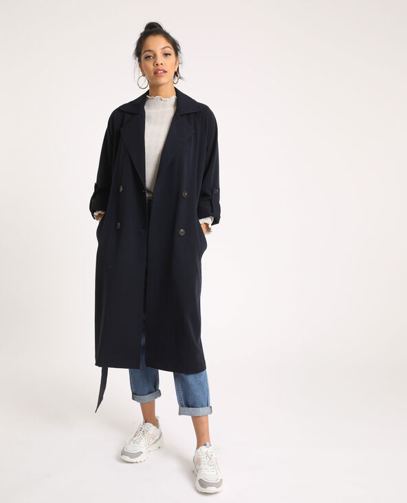 Trench fluide noir femme outlet