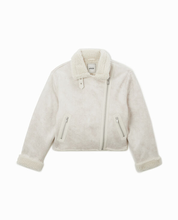 Blouson en suédine et sherpa façon peau lainée blanc - Pimkie