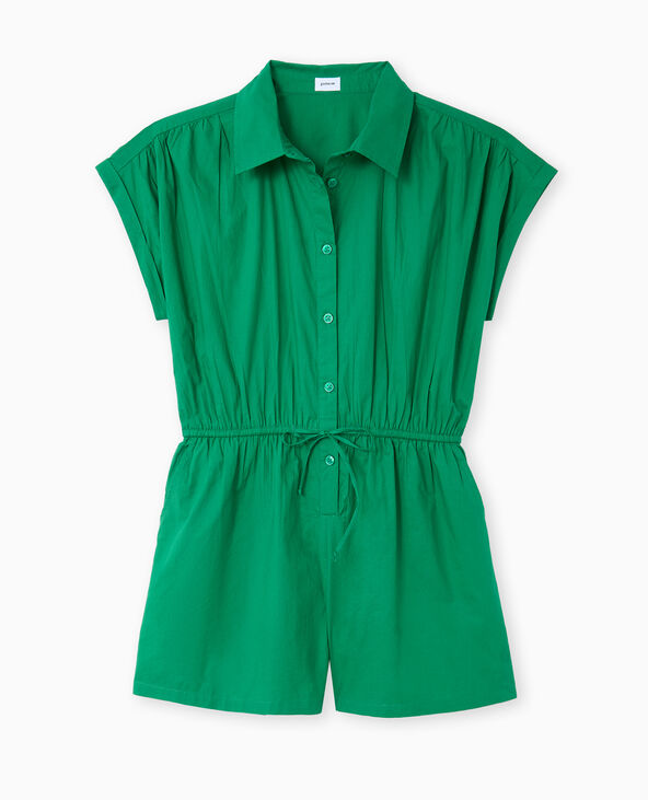 Combishort chemise avec taille élastiquée vert - Pimkie