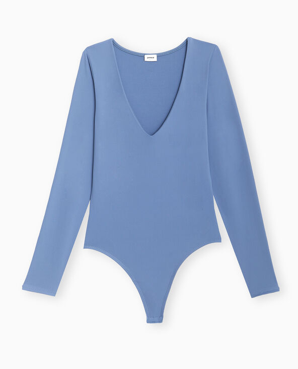 Body manches longues en matière gainante bleu - Pimkie