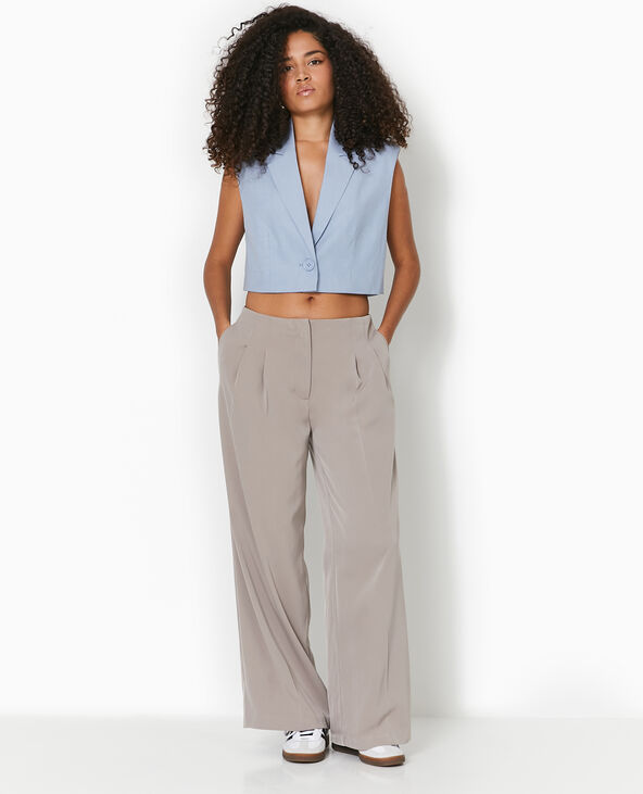 Pantalon large taille basse avec pinces marron - Pimkie