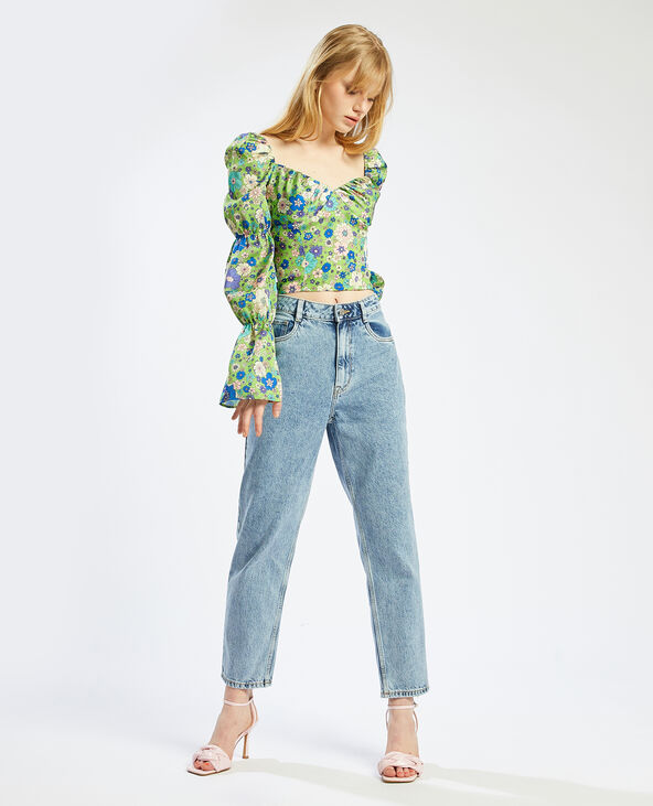 Haut à manches longues motif fleurs vert - Pimkie