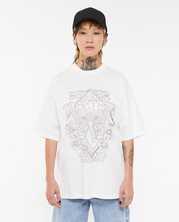 T-shirt oversize avec print blanc - Pimkie