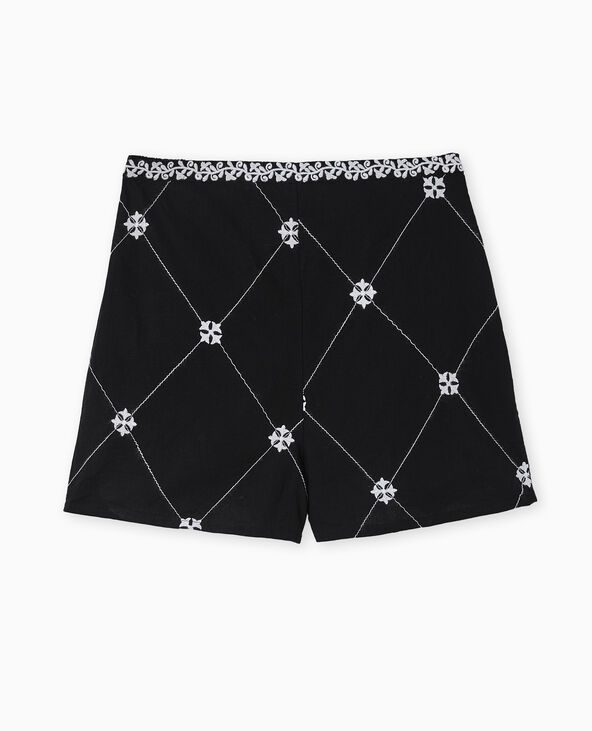 Short avec broderies devant noir - Pimkie