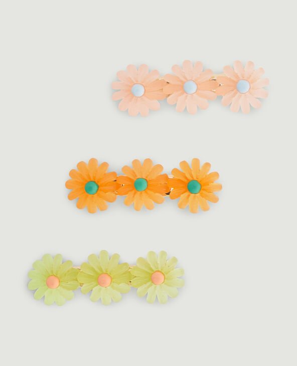 Lot de 3 barrettes fleurs orange - Pimkie