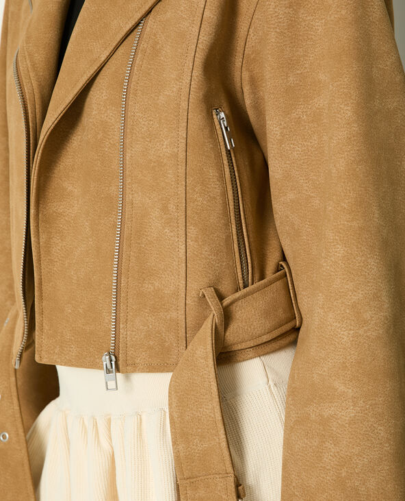 Veste biker en suédine beige - Pimkie