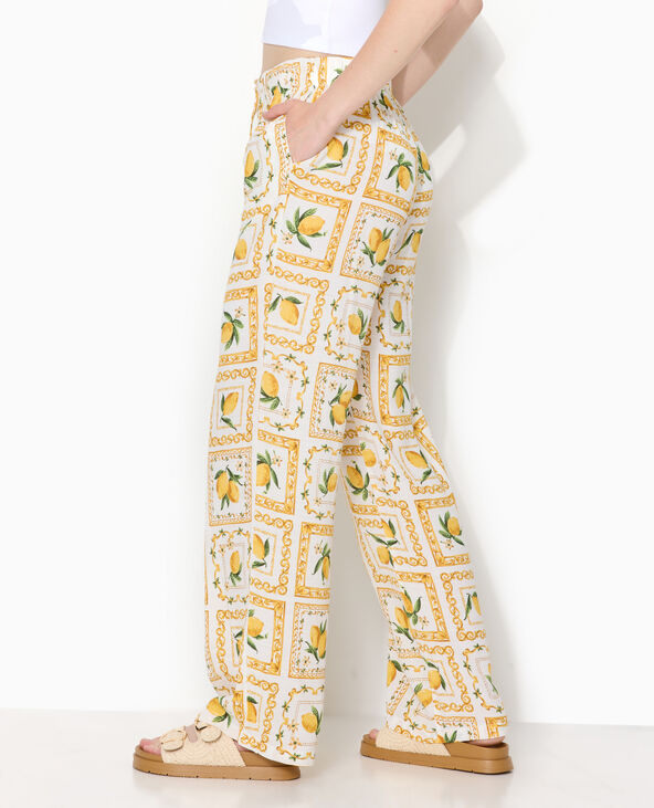 Pantalon taille coulissée motif citrons jaune - Pimkie