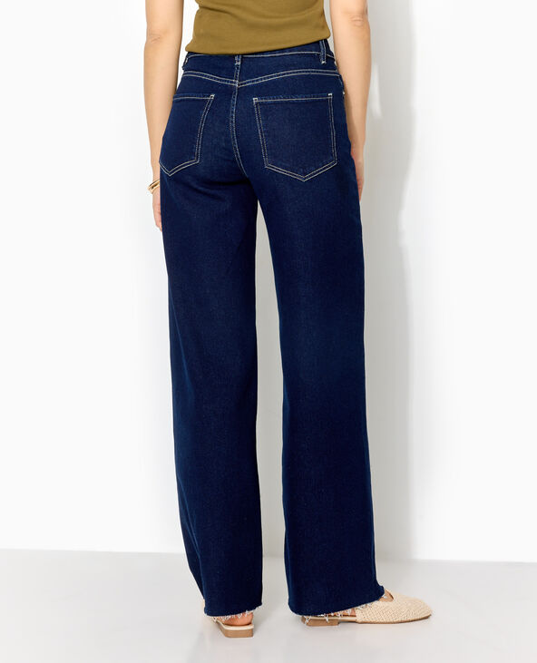 Jean wide taille hautes avec bas coupés bleu - Pimkie