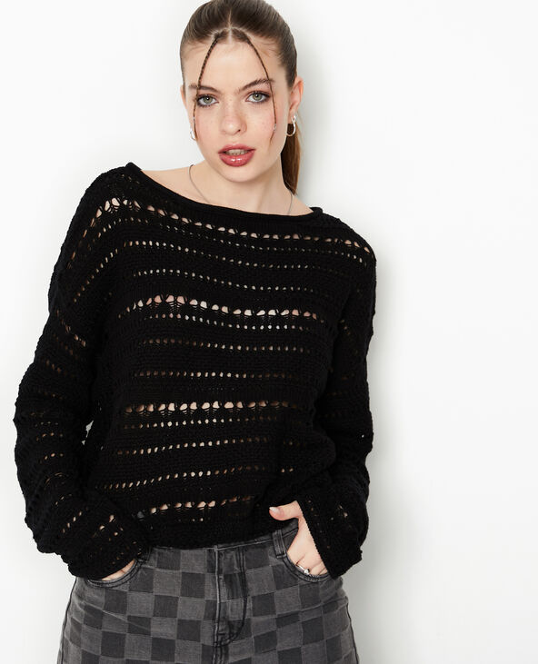 Pull en maille ajouree facon crochet