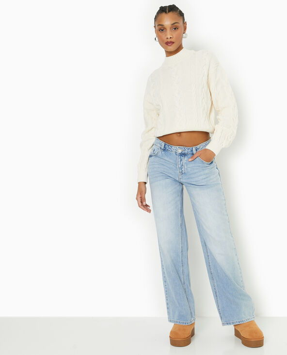 Pull en maille torsadée devant blanc - Pimkie