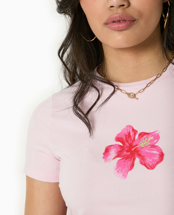T-shirt ajusté avec print devant rose clair - Pimkie