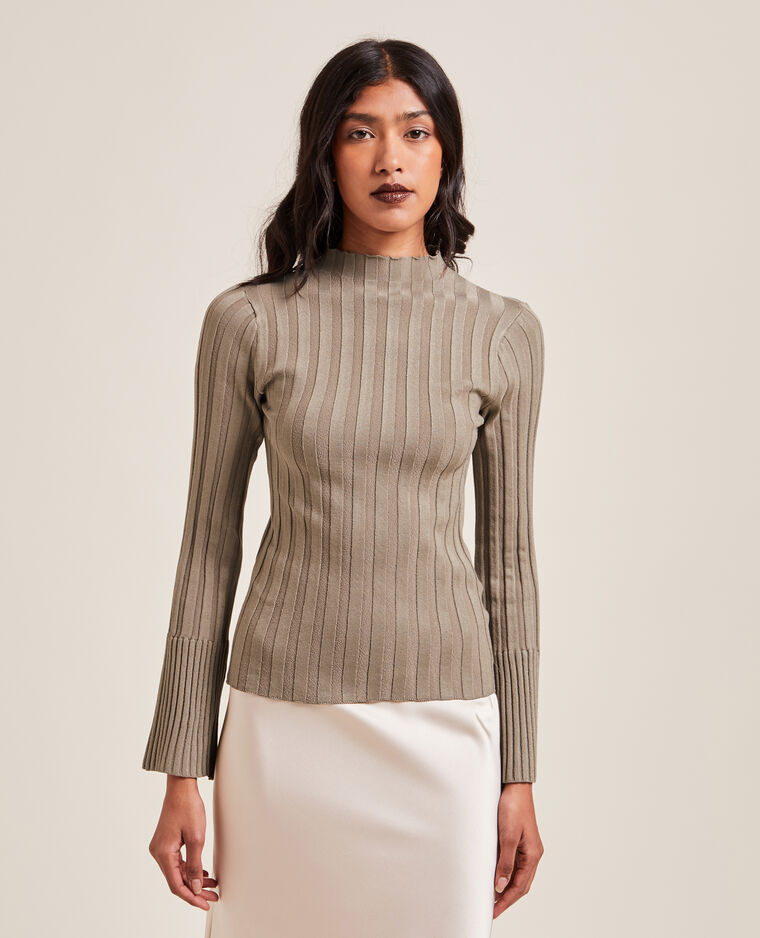 Pull fin en maille côtelée taupe - Pimkie
