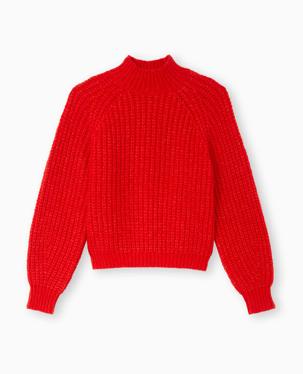 Pull col montant grosses mailles  rouge - Pimkie
