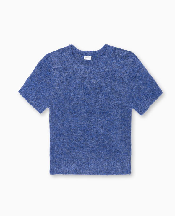 Pull manches courtes en maille douce bleu - Pimkie