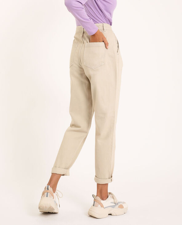 Jean beige mom on sale