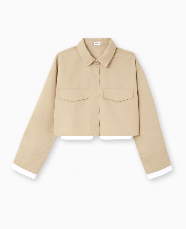 Chemise courte avec détail poches camel - Pimkie