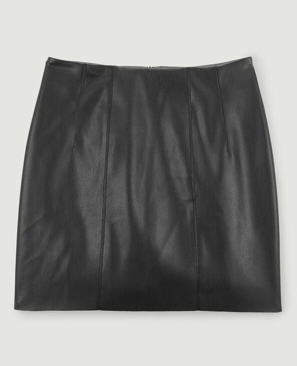 Jupe courte en simili cuir noir - Pimkie