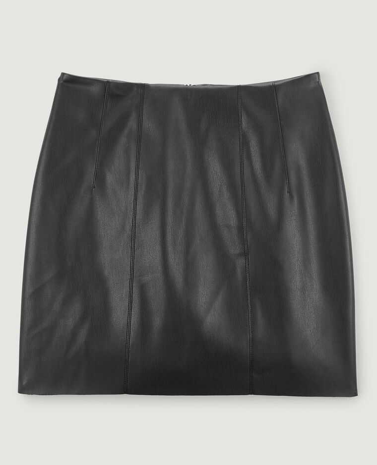 Jupe courte en simili cuir noir - Pimkie