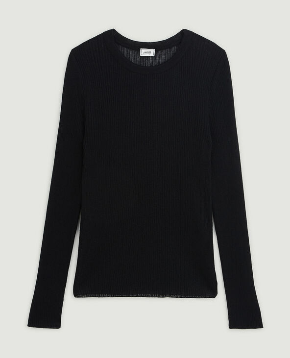 Pull noir best sale manche transparente