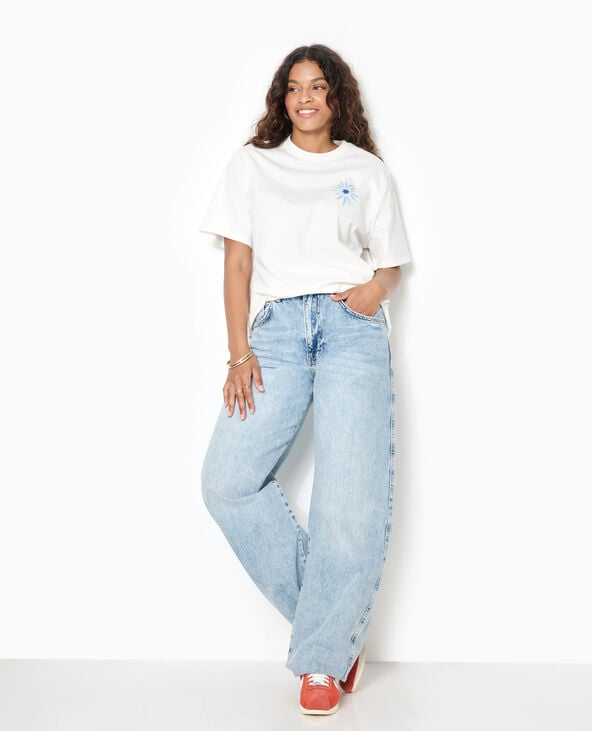 T-shirt oversize avec print poitrine et dos blanc - Pimkie
