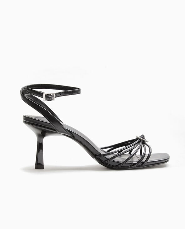 Sandales à talon avec cœur strass noir - Pimkie