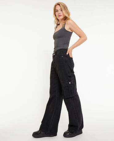 Pantalon Cargo, Noir Femme