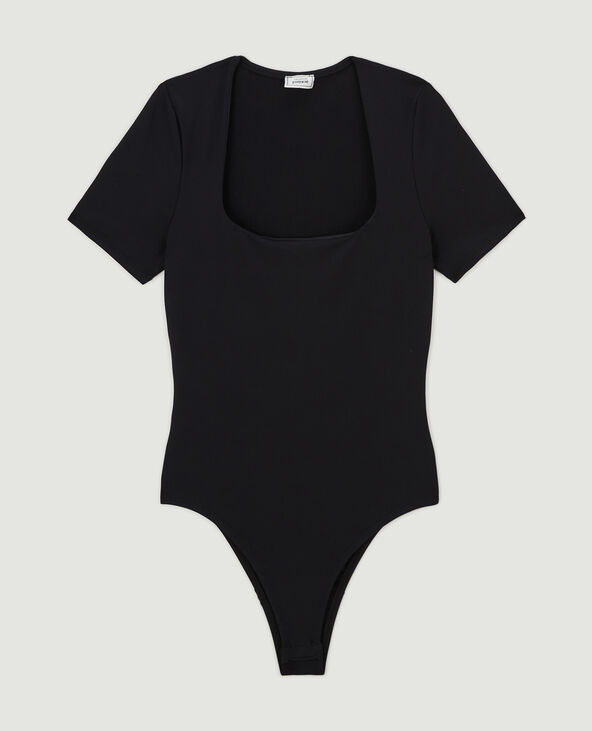 Body manches courtes encolure carrée noir - Pimkie