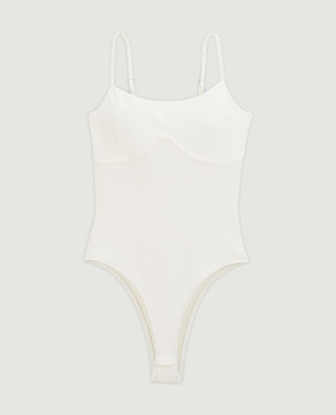 Body façon corset en maille côtelée blanc - Pimkie