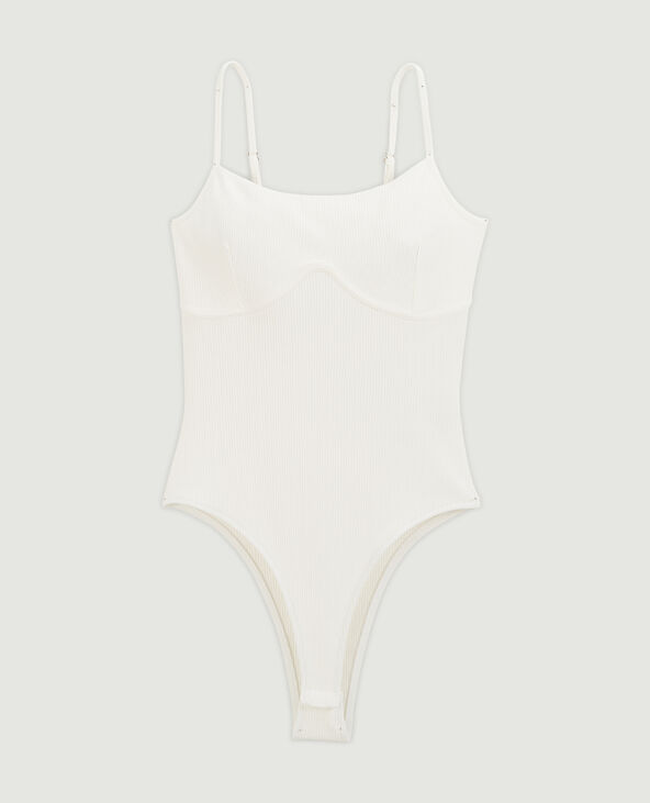 Body façon corset en maille côtelée blanc - Pimkie