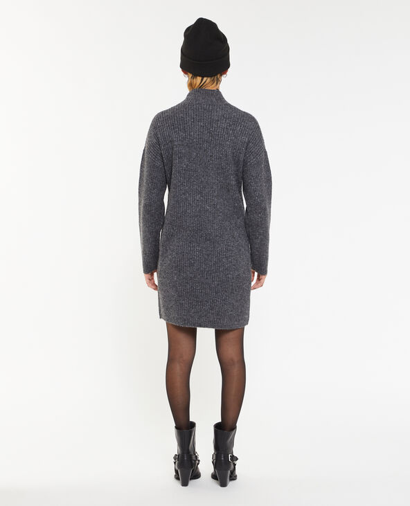 Robe courte en maille avec col montant gris foncé - Pimkie