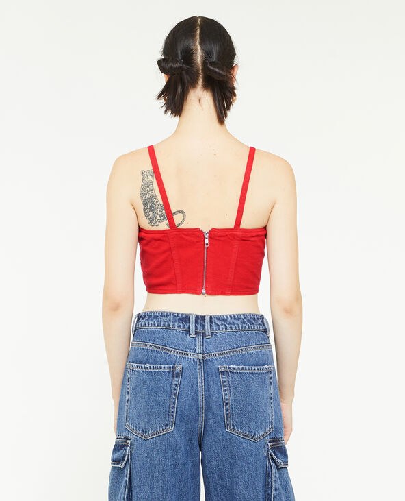 Top brassière en jean rouge - Pimkie