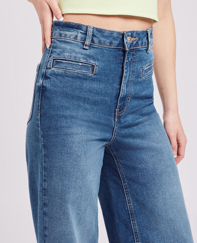 Jean large effet délavé bleu - Pimkie