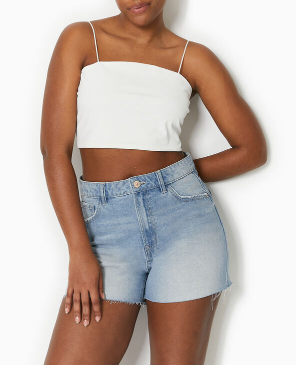Short en jean bas coupés bleu clair - Pimkie