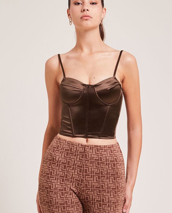 Brassière corset en satin marron - Pimkie