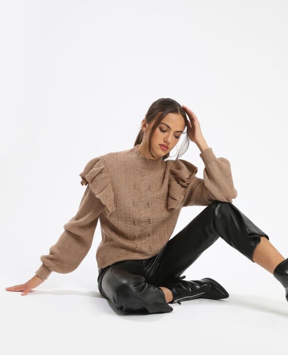 Pull à volants beige - Pimkie