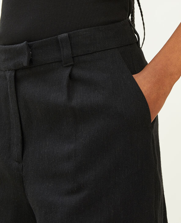 Short taille haute avec lin noir - Pimkie