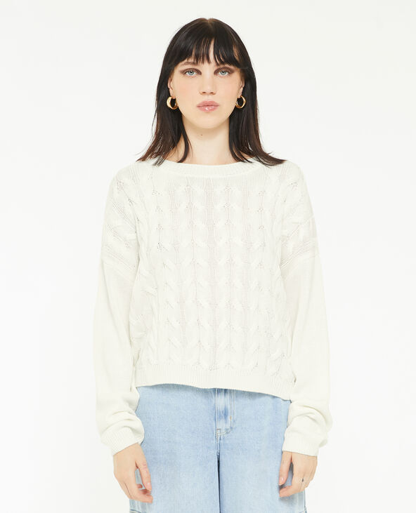 Pull maille torsadée blanc - Pimkie