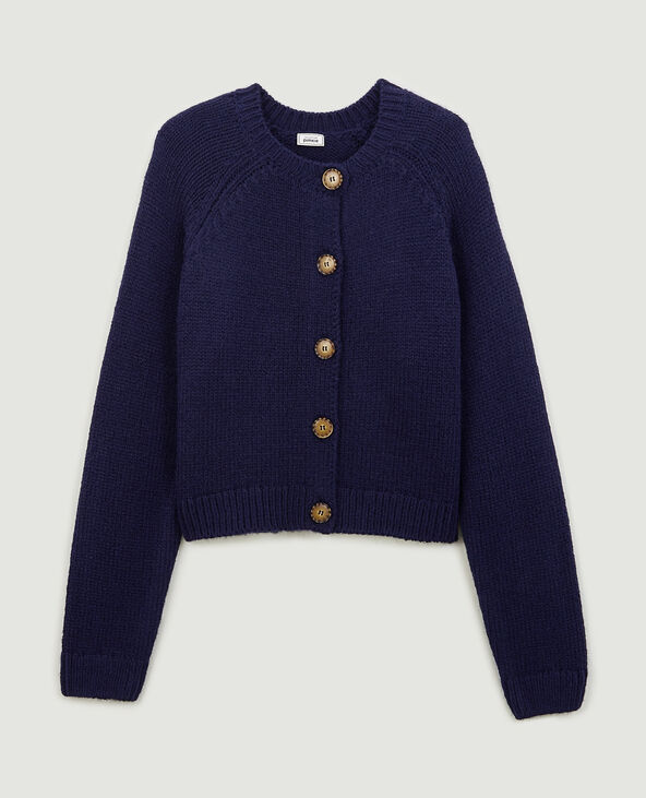 Gilet en maille avec gros boutons bleu marine - Pimkie