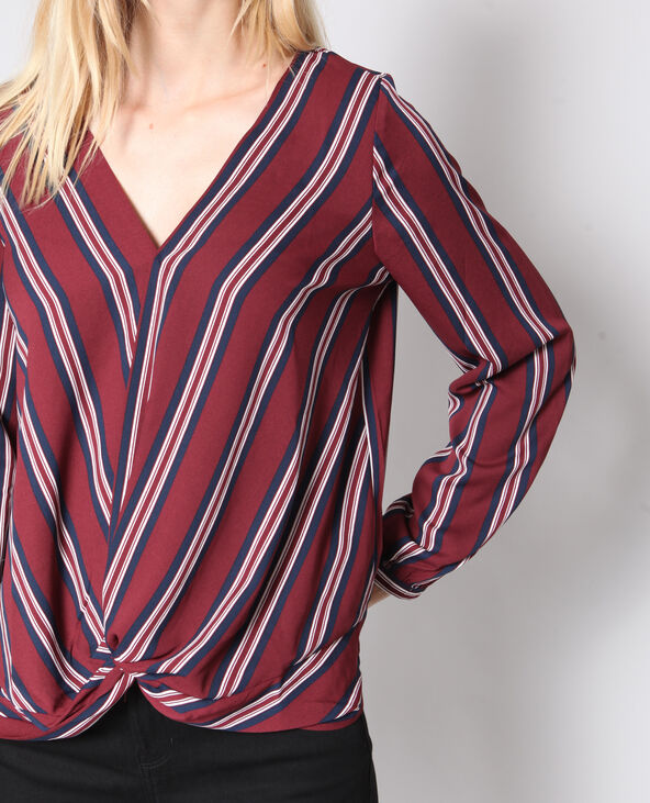 Blouse à rayures bordeaux - Pimkie