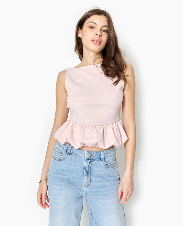 Top empiècement boule avec dos dégagé rose - Pimkie