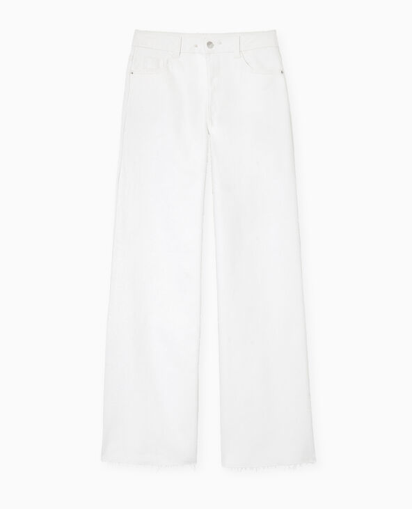 Jean wide taille haute bas coupés blanc - Pimkie