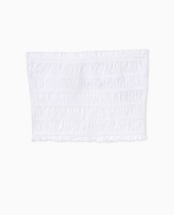 Top bustier smocké blanc - Pimkie