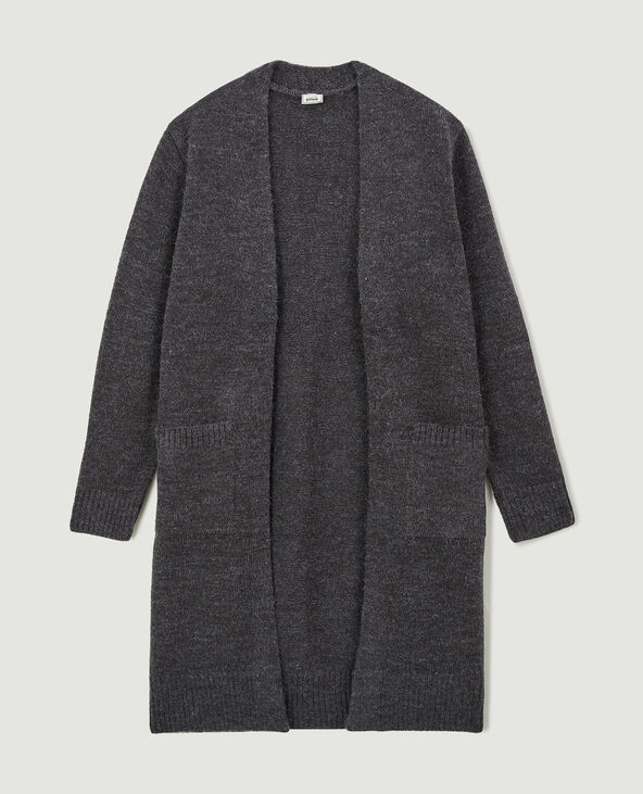 Gilet long avec poches gris chiné - Pimkie