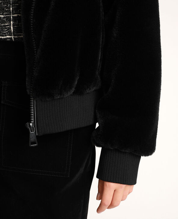 Veste bomber en fausse fourrure noir - Pimkie