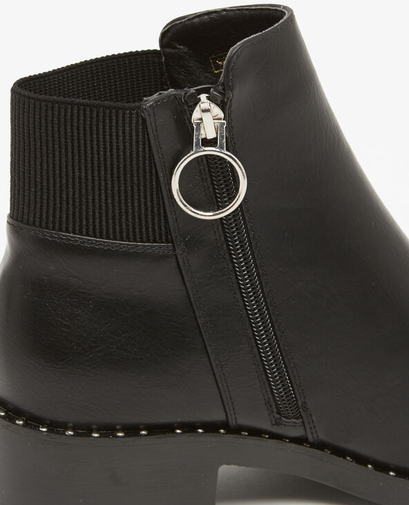 Bottines en simili cuir noir - Pimkie